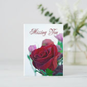 Carte manquante avec une rose rouge classique (Debout devant)