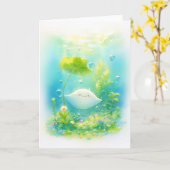 Carte Manta Ray Repose sous un tapis de Lily (Fleur jaune)