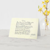 Carte manuscrit autographe de Voyelles (Rimbaud) (Fleur jaune)