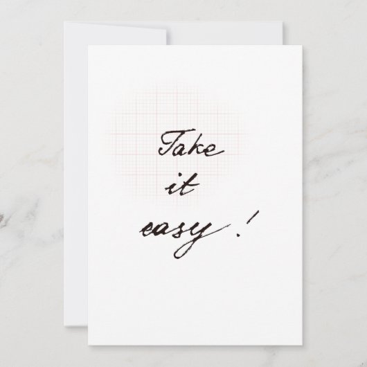 Carte manuscrite minimale Take it easy (Devant)
