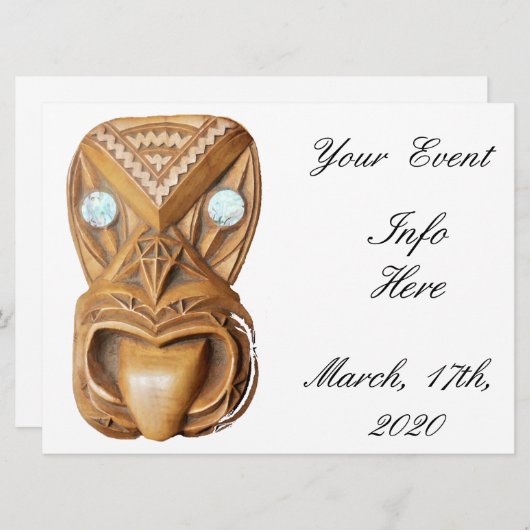 Carte Maori sculptée Tiki Face Thunder_Cove (Devant / Derrière)