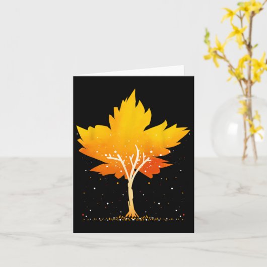Carte Maple Leaf Arbre d'automne Orange Fall Leaves (Fleur jaune)