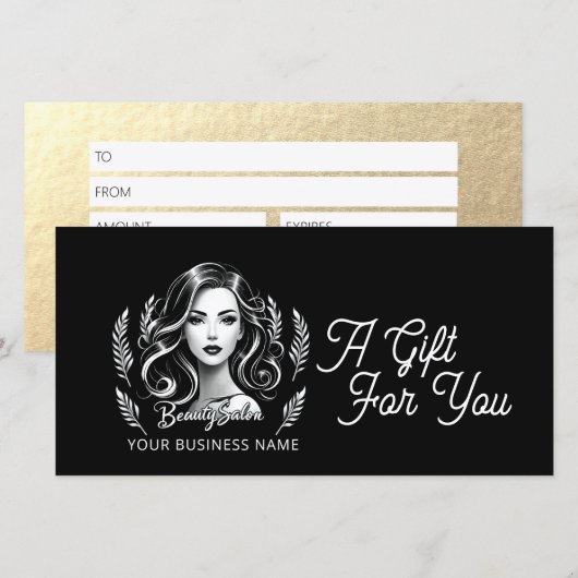 Carte Maquillage Artiste Coiffure Stylo moderne Noir Bla (Devant / Derrière)