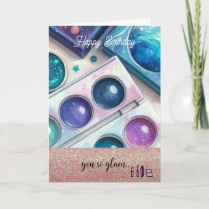 Carte Maquillage Pailleté et Glamour pour Anniversaire