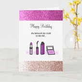 Carte Maquillage violet Faux Parties scintillant Anniver (Fleur jaune)