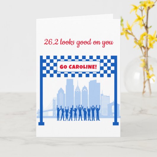 Carte Marathon de Philadelphie personnalisé 26,2 Félicit (Fleur jaune)