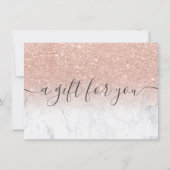 Carte marble rose gold glitter ombre gift certificate (Devant)
