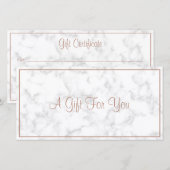 Carte Marble Rose Gold Salon Certificat cadeau moderne (Devant / Derrière)