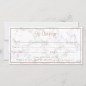 Carte Marble Rose Gold Salon Certificat cadeau moderne (Dos)