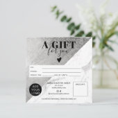 Carte Marbre argent bloc carré certificat cadeau logo (Debout devant)
