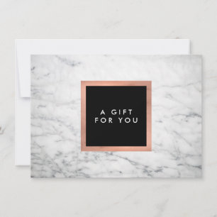 Carte Marbre blanc moderne et Rose Gold certificat cadea