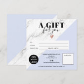 Carte Marbre bleu bloc carré certificat cadeau logo (Devant / Derrière)