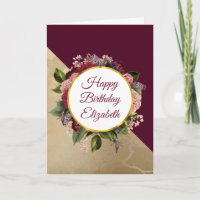 Marbre d'or Motif et Floral Bourgogne Anniversaire