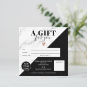 Carte Marbre noir bloc carré certificat cadeau logo (Debout devant)