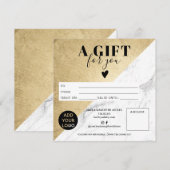 Carte Marbre or bloc carré certificat cadeau logo (Devant / Derrière)