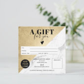 Carte Marbre or bloc carré certificat cadeau logo (Debout devant)