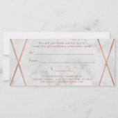 Carte Marbre Rose d'or Faux géométrique | Certificat cad (Dos)