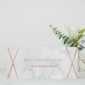 Carte Marbre Rose d'or Faux géométrique | Certificat cad (Debout devant)