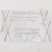 Carte Marbre Rose d'or Faux géométrique | Certificat cad (Devant / Derrière)