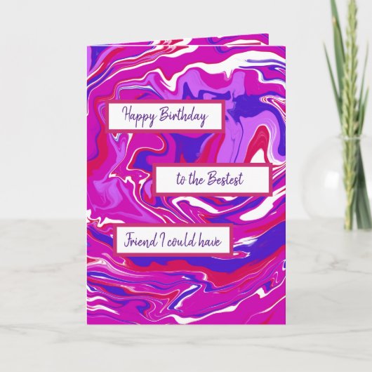 Carte Marbre rose et violet Art heureux Anniversaire ami (Devant)