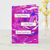 Carte Marbre rose et violet Art heureux Anniversaire ami (Fleur jaune)
