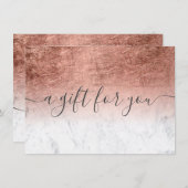 Carte marbre rose or foin ombre cadeau certificat cadeau (Devant / Derrière)