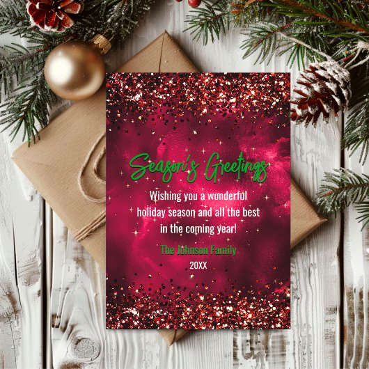 Carte Marbre rouge chic de Noël Nouvel An