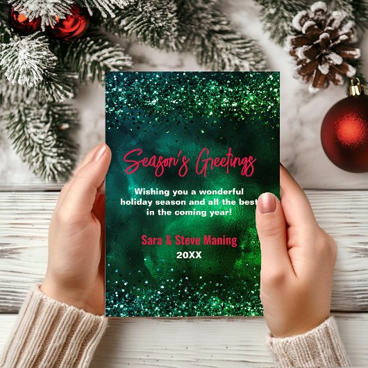 Carte Marbre vert rouge mignon art Noël nouvel an