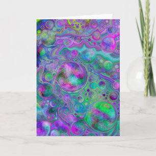 Carte Marbre violet, bleu et vert Fluide Art Anniversair