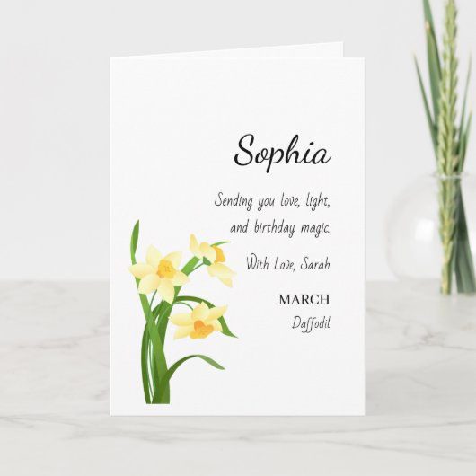 Carte March Daffodil Personalized Birthday (Devant)