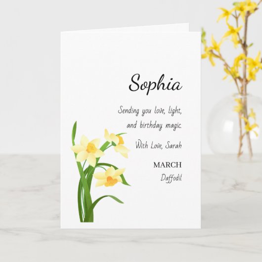Carte March Daffodil Personalized Birthday (Fleur jaune)