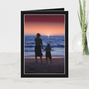 Carte Marche mère et fille sur la plage