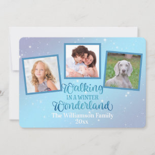 Carte Marcher Dans Un Pays Merveilleux D'Hiver Trois Pho