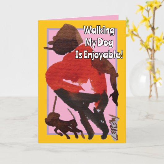 Carte Marcher Mon Chien Est Joyeux, Joyeux Anniversaire (Fleur jaune)