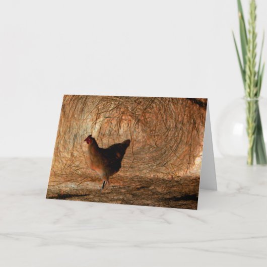 Carte "Marcher" - Numériquement photo améliorée poulet e (Devant)