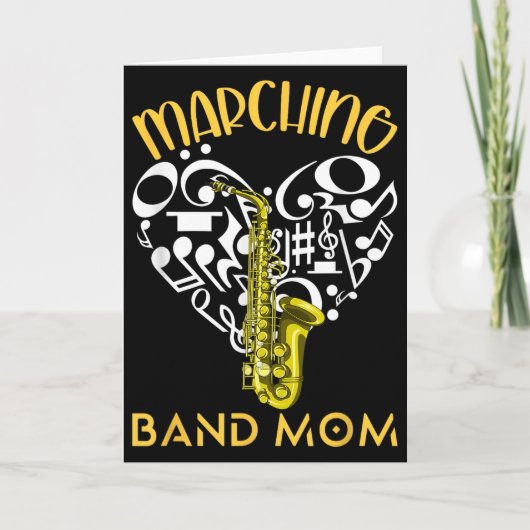 Carte Marching Band Mom Heart Love Music Notes Saxophone (Devant)