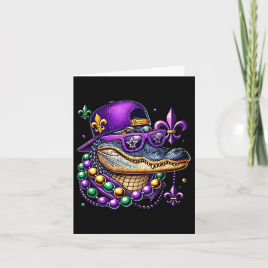 Carte Mardi Gras Alligator Mardigator Crocodile Enfants (Devant)