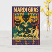 Carte Mardi Gras Black Cat Martini Club Trio (Fleur jaune)