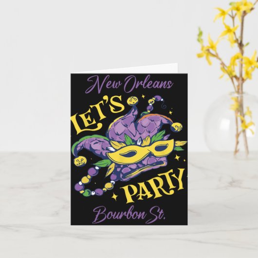 Carte Mardi Gras Bourbon Street New Orleans Souvenir Lou (Fleur jaune)