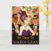Carte Mardi Gras Cocktail Party du milieu du siècle (Fleur jaune)