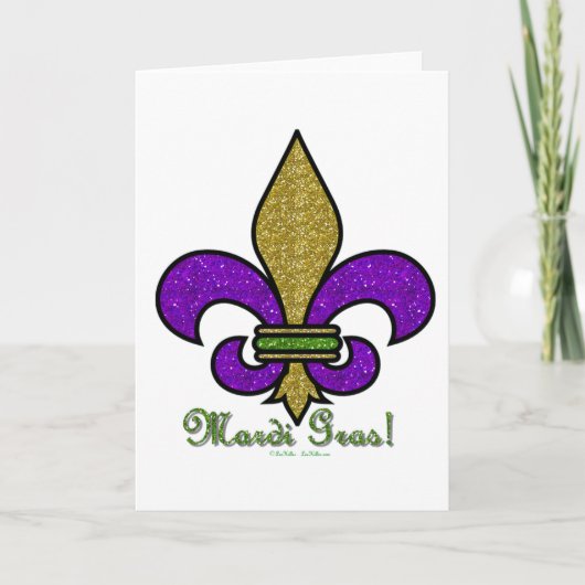 Carte Mardi Gras Coloré Fleur De Lis (Devant)