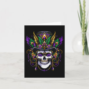 Carte Mardi Gras Costume sucre crâne fête carnaval