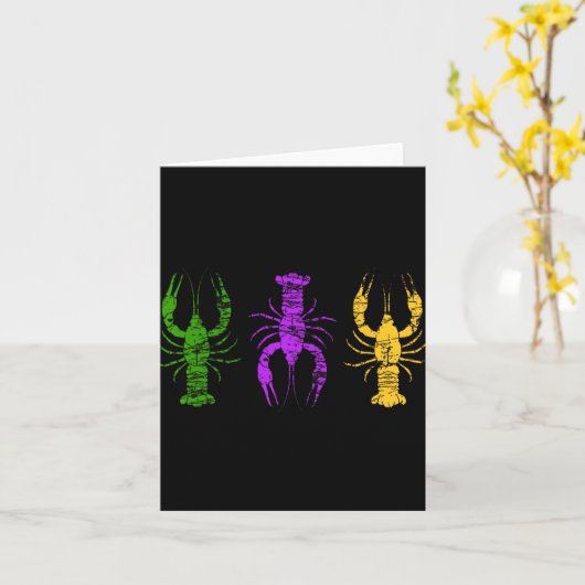 Carte Mardi Gras Crawfish Jester Hat Bead Tee New Orlean (Fleur jaune)