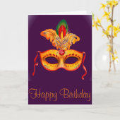 Carte Mardi gras de masque de mascarade de pourpre royal (Fleur jaune)