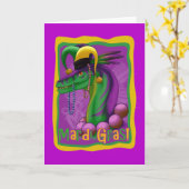 Carte Mardi Gras Dinosaur (Fleur jaune)