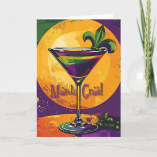 Carte Mardi Gras du milieu du siècle Cocktail Fleur De L