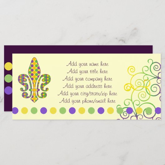 Carte Mardi Gras Fleur de Dots (Devant / Derrière)