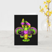 Carte Mardi Gras Fleur De Lis Crawfish Costume léopard (Fleur jaune)