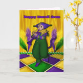 Carte Mardi gras heureux (Fleur jaune)