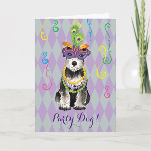 Carte Mardi Gras Mini Schnauzer (Devant)